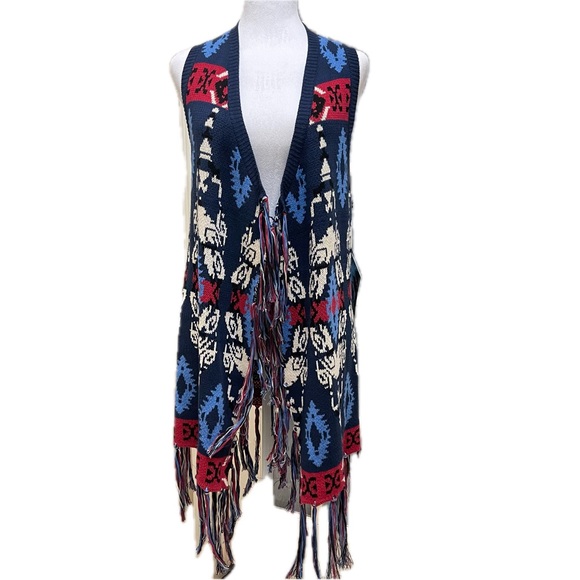 NWT Powder River Outfitters by Pandhandle Slim  Aztec Fringe Vest Size M - Picture 4 of 11